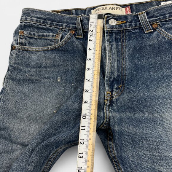 Levi's 505 Men's Blue Denim Jeans Size 34x29 Regular Straight Distressed Vintage - Picture 11 of 14